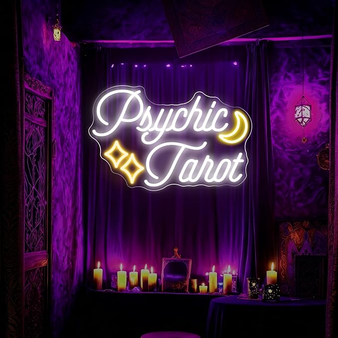 Psychic Tarot Neon Sign With Moon Star - Image 7