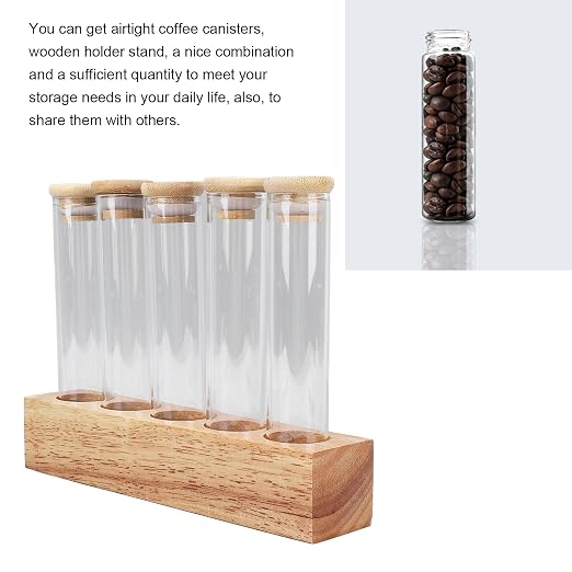 Coffee Bean Jars Canisters Solid Wood Base Airtight Storage Containers Single - Image 4