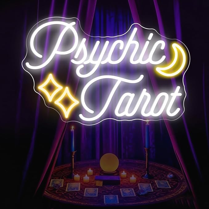 Psychic Tarot Neon Sign With Moon Star by DUOLIYBC