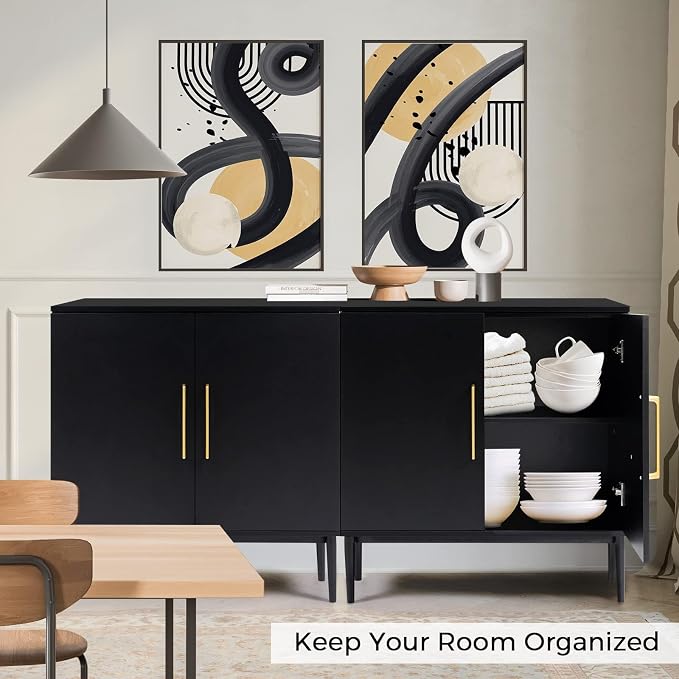 Set of 2 Black Storage Cabinet - Image 7