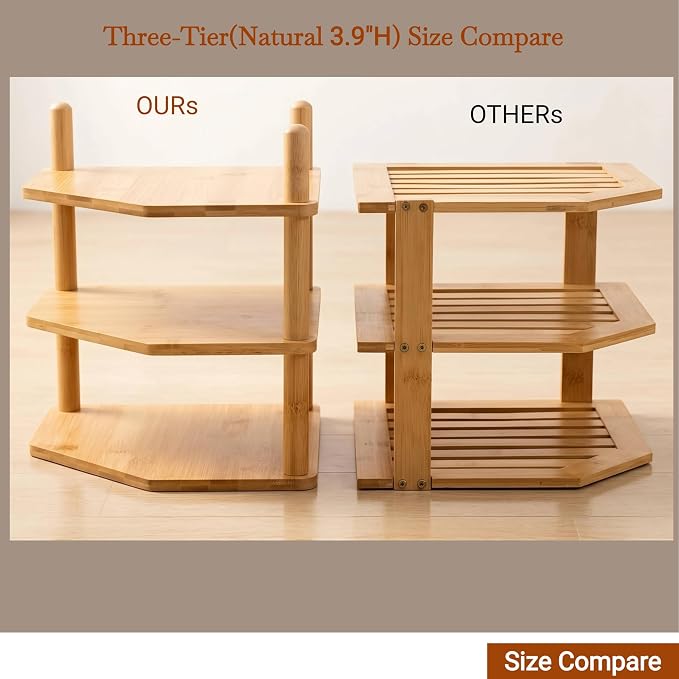 3-Tier Expandable Bamboo Corner Shelf - Image 9