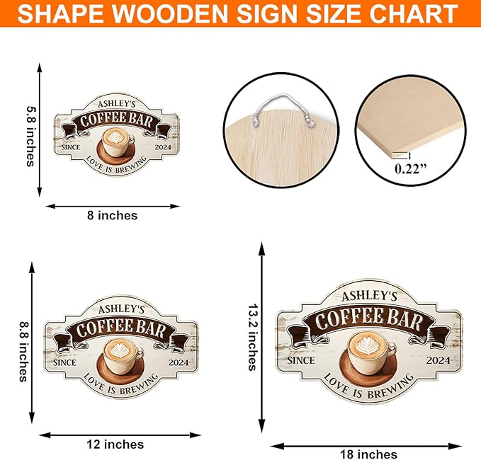 THUYPT Personalized Coffee Sign, Coffee Wooden Sign Plaque Wall Hanging Coffee - Image 2