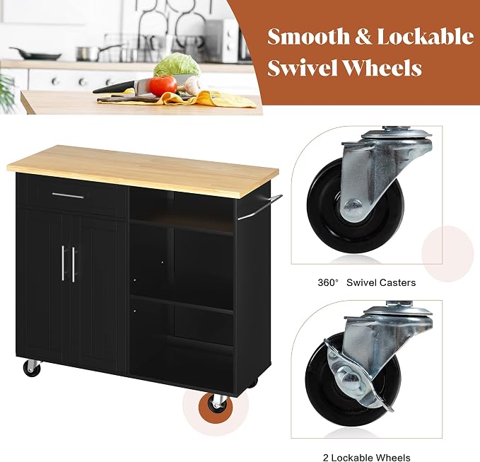 JY QAQA 42" Kitchen Island on Wheels - Image 6