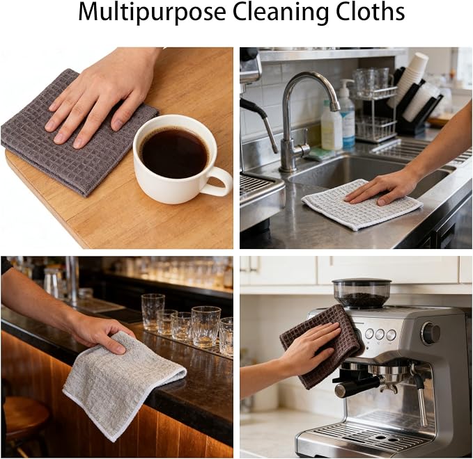 4 Pack Professional Barista Towels，including Brown, Light Gray, Espresso - Image 4