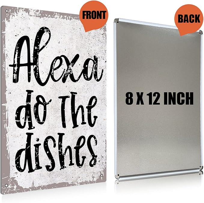 BEASTZHENG Funny Alexa Do The Dishes Kitchen Metal Tin Sign Wall Decor - Image 2