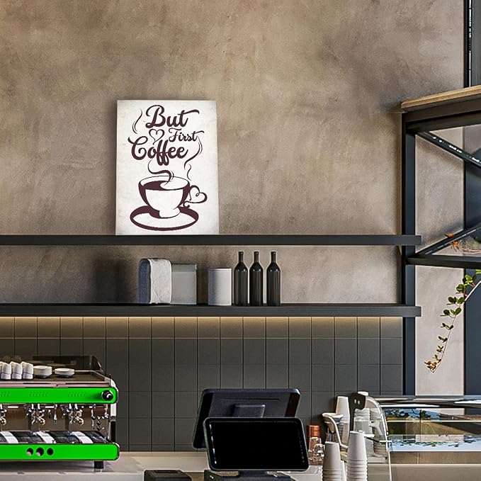 OTINGQD But First Coffee Canvas Wall Art, Vintage Cafe Wall Art, Coffee Station - Image 7