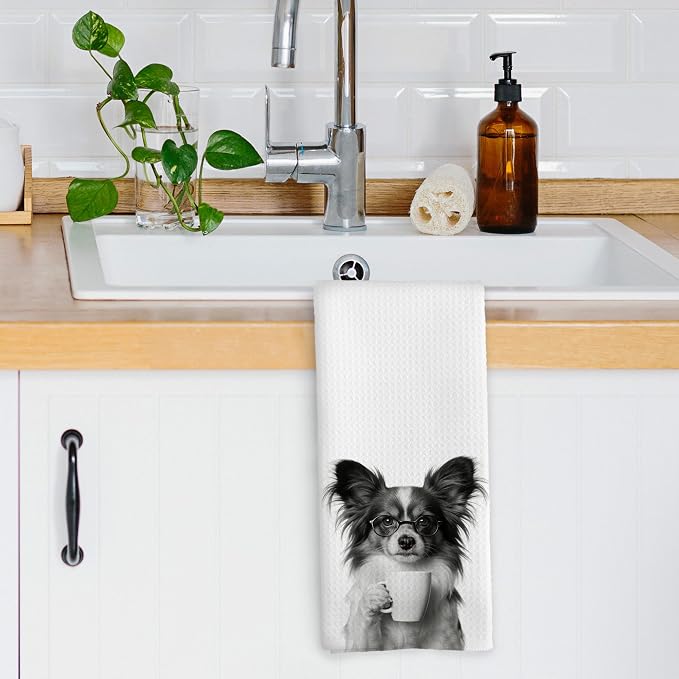 Funny Papillon Coffee Bar Kitchen Dish Towels, Papillon Gifts - Image 3