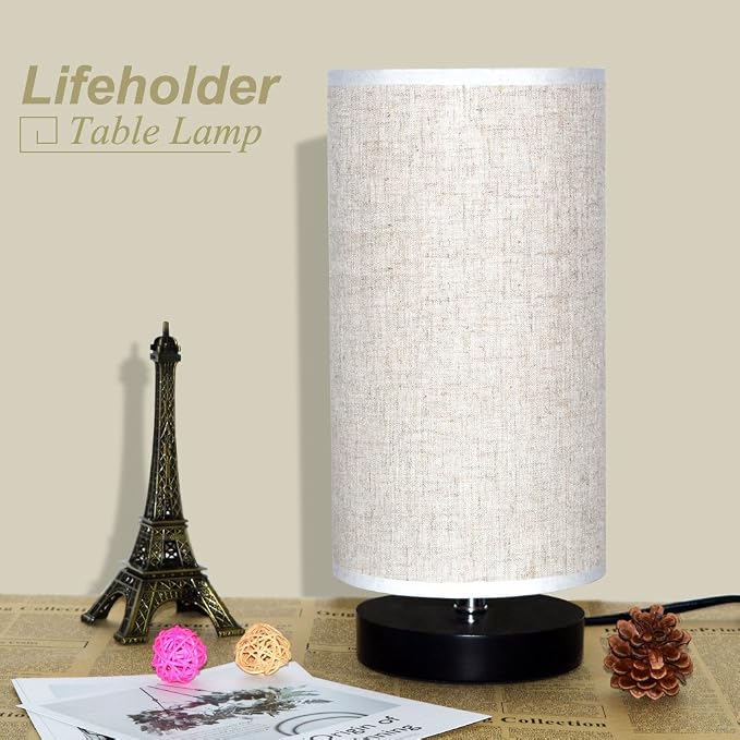 lifeholder Table Lamp, Bedside Nightstand Lamp, Simple Desk Lamp, Fabric Wooden - Image 8