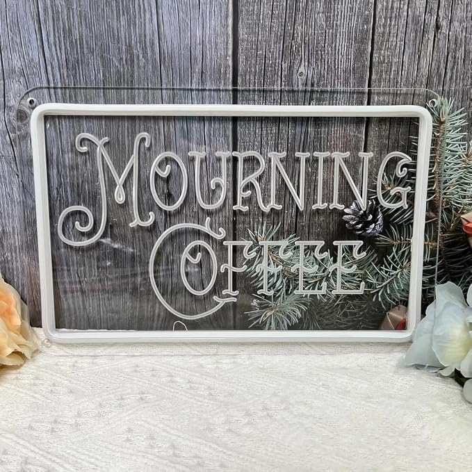 Mourning Coffee Neon Sign Gothic Coffee Bar Neon Light Dimmable LED Light Up - Image 3