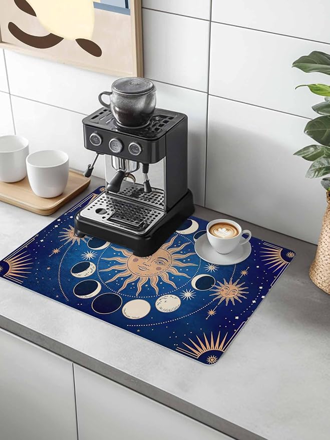 Sun Moon Coffee Mat Starry Sky Mystery Tarot Absorbent Bar Mat - Image 2
