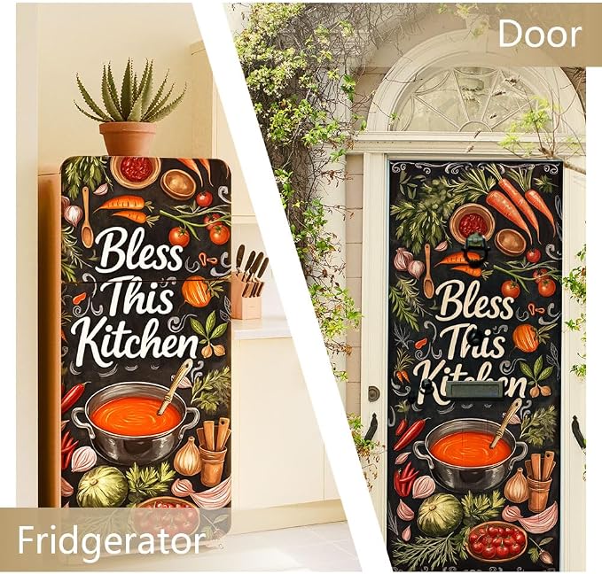 2 Pcs Vintage Kitchen Blessing Removable Refrigerator Wraps, Self-Adhesive - Image 4