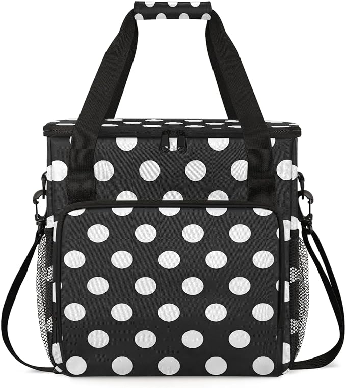 Black And White Polka Dots Coffee Maker Carring Bag, Large Insulated Storage by Home
