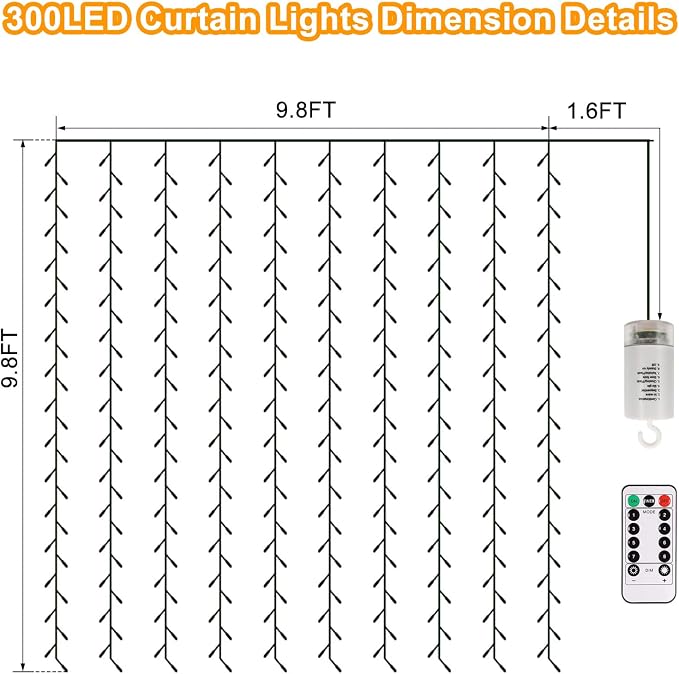 Christmas Battery Curtain Lights Warm White - Image 8