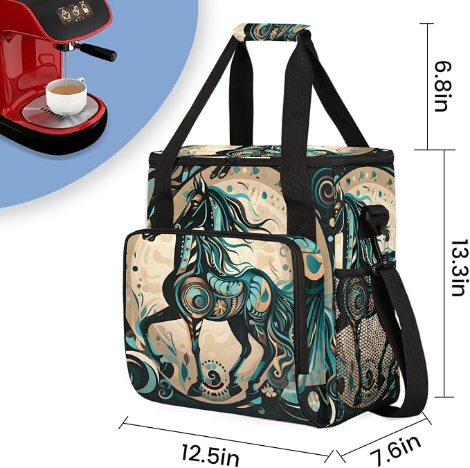 Ethnic Horse Coffee Maker Carring Bag, Large Insulated Storage Organizer Case - Image 2