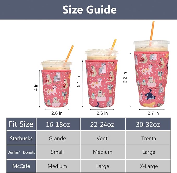 3 Pack Reusable Iced Coffee Sleeves - Image 2