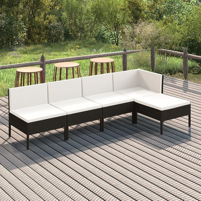 5 Piece Patio Lounge Set, Outdoor PE Rattan Sectional Sofa - Image 2