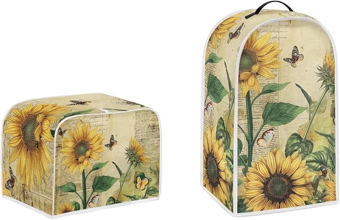 doginthehole Sunflowers Newspaper Blender Cover and Toaster Cover 2 Slice Bread by doginthehole