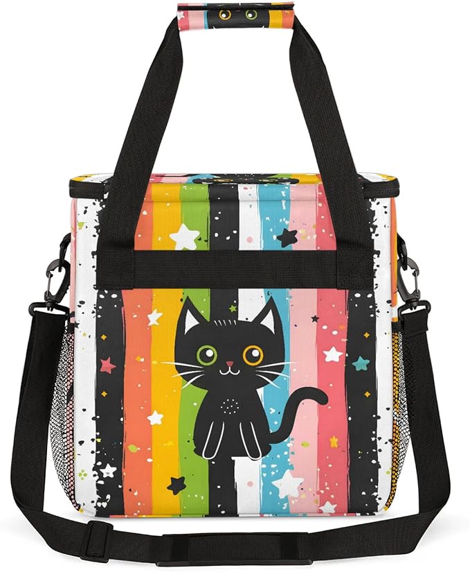Black Cat Coffee Maker Carring Bag, Large Insulated Storage Organizer Case Tote - Image 5