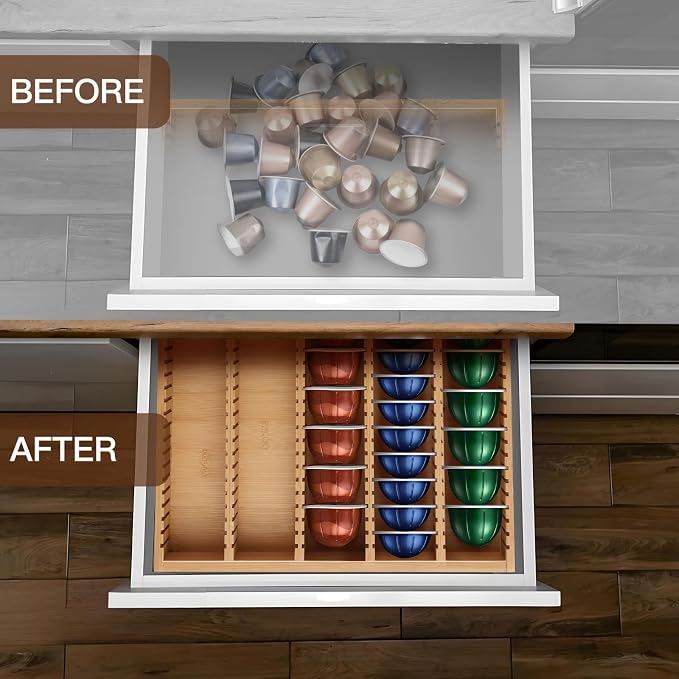 Bamboo Coffee Pod Storage Holder Drawer Insert K Cup Holder Pod Organizer - Image 5
