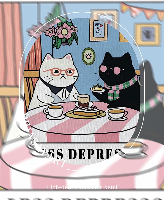 Funny Cat Couple Wall Art More Espresso, Less Depresso, 12x16 Humorous Coffee - Image 6