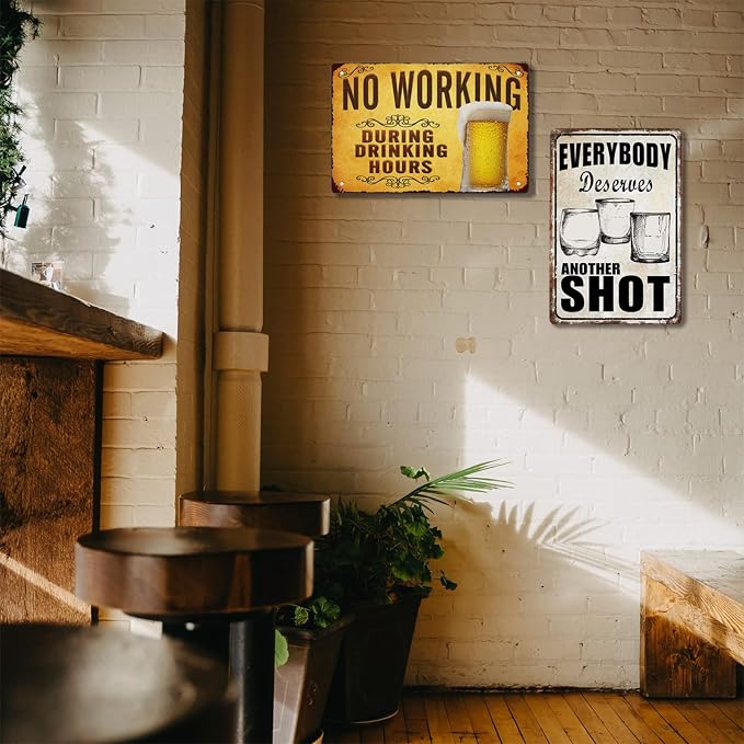 Vintage Everybody Deserves Another Shot Tin Signs Funny Metal Signs Bar Pub - Image 4