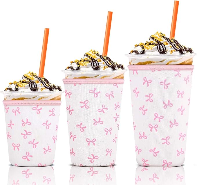 3 Pack Iced Coffee Cup Sleeve for Large Sized Cups, Reusable Neoprene Iced by KPX