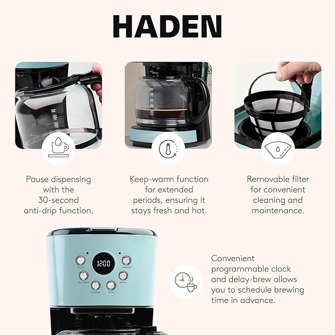 HADEN Coffee Machine, 12 Cup Programmable Drip Coffee Maker - Image 3