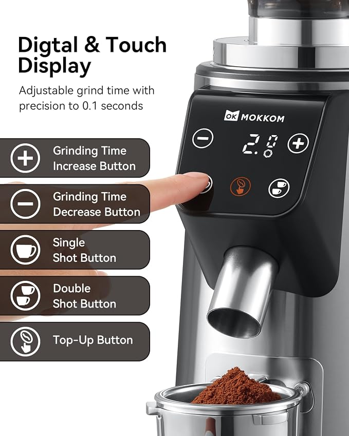 MOKKOM Professional 64mm Flat Burr Coffee Grinder - Image 6