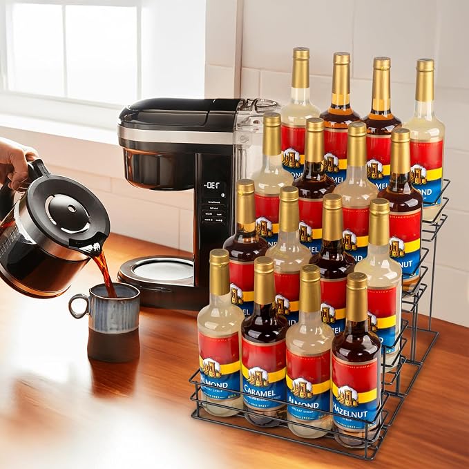 kimilus 16 Bottle Capacity Coffee Syrup Organizer 4 Tier Coffee Syrup Stand - Image 5