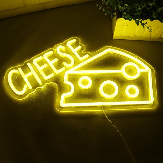 Balanar CHEESE Neon Signs For Wall Decor LED Lights For Bedroom Yellow Neon - Image 2