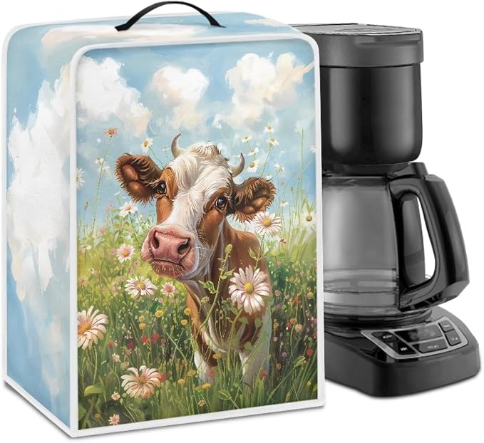 Cow Daisy Coffee Maker Cover Washable Kitchen Appliance Covers Waterproof by Psesaysky