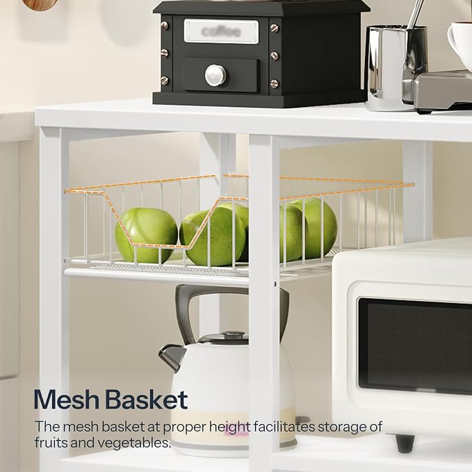 HOOBRO Bakers Rack with Power Outlet, 35.4 Inches Coffee Bar with Mesh Basket - Image 8