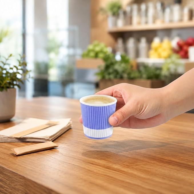Restaurantware Ripple Wall Coffee Cups 25 Count 4 Ounce Insulated Light Purple - Image 5