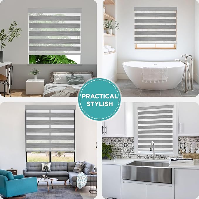 Joydeco Cordless Zebra Blinds for Windows, Dual Layer Light Control Window - Image 7