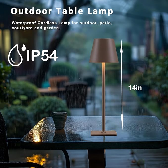 4 Pack Brown Cordless Table Lamps-Wireless Rechargeable Lamps Bulk of 4 - Image 4