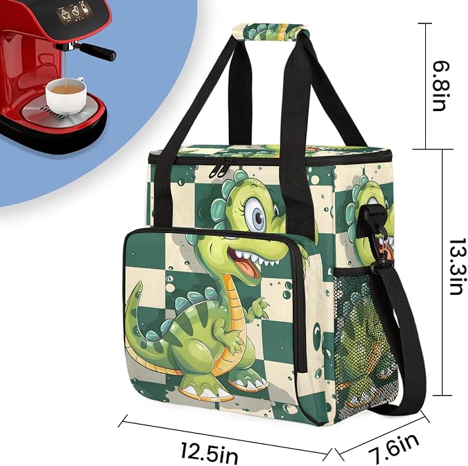 Cartoon Dinosaur Coffee Maker Carring Bag, Large Insulated Storage Organizer - Image 2
