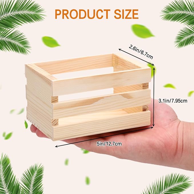 6PCSlyrlody Storage Crate Decorative Wood Crates Wooden Storage Container - Image 2