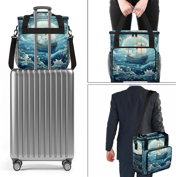 Nautical Old Ship On The Ocean Coffee Maker Carring Bag, Large Insulated - Image 7