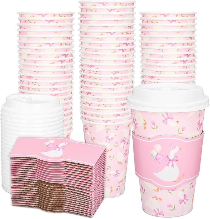 Whaline 50 Pcs Silly Goose Disposable Coffee Cups by Whaline
