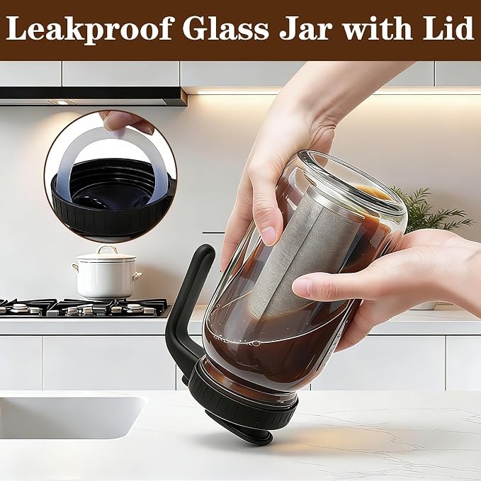 Cold Brew Coffee Maker, 32oz Mason Jar Pitcher - Image 4
