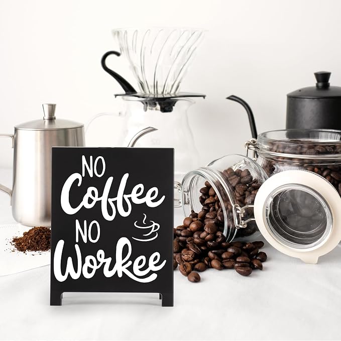 No Coffee No Workee Desk Decor Sign Retro Coffees Shop Table Display - Image 5