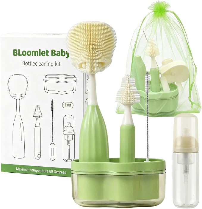 Baby Bottle Brush Set, Silicone Bottle Brush Cleaner by BloomletBaby