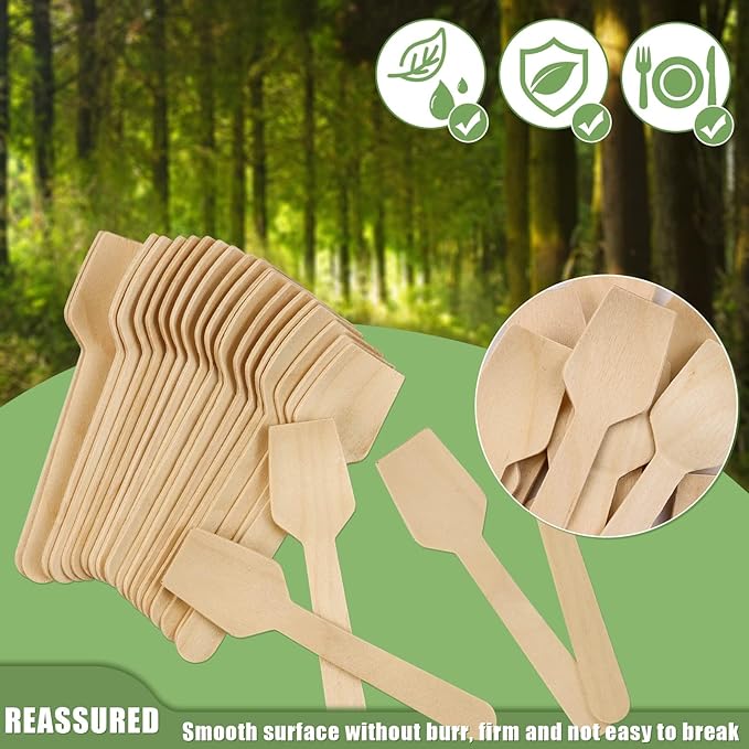 300 Pcs 3.75" Disposable Mini Wooden Tasting Spoons - Image 4