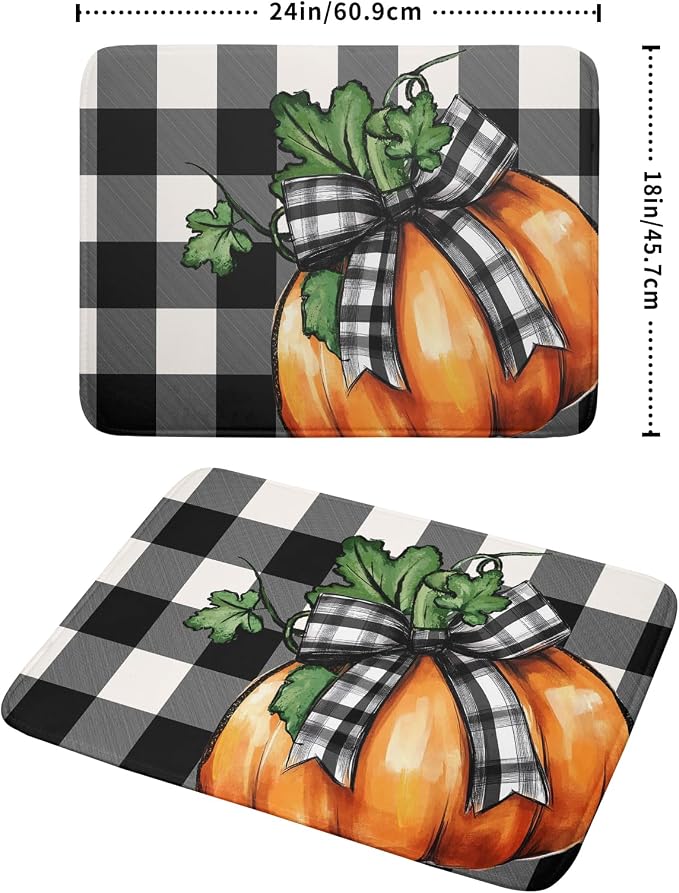 Giwawa 18"x24" Fall Decorative Dish Drying Mat- Autumn Orange Pumpkin Bowknot - Image 2