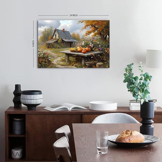 Abstract Nature Wall Art Fall Scenic Wall Decor Country French Autumn Landscape - Image 2