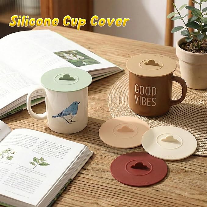 6PCS Silicone Cup Lids Mug Cover, Colorful Food Grade Anti-dust Airtight Seal - Image 3