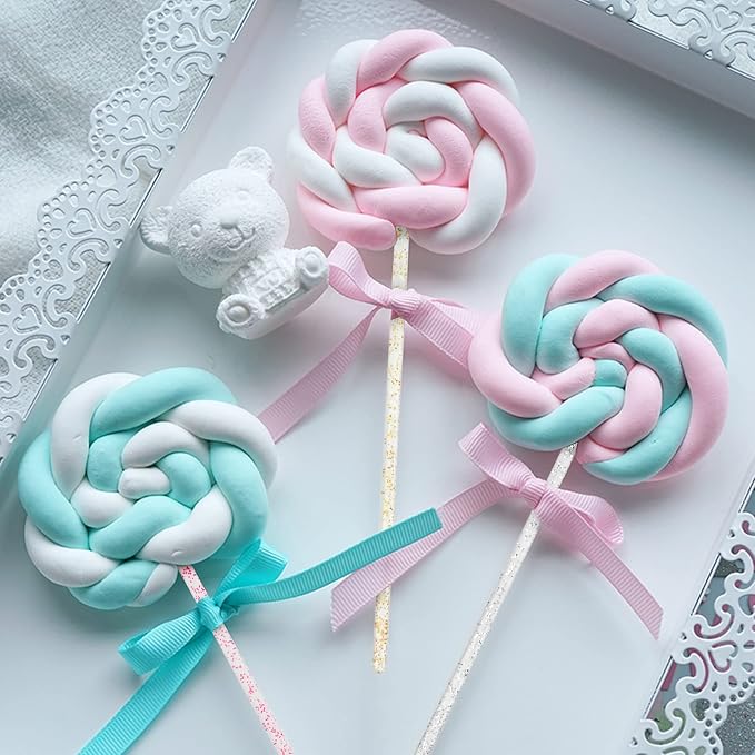 hapray 100-PCS Gold Pink Silver Glitter Plastic Swizzle Sticks, Crystal Cake - Image 2