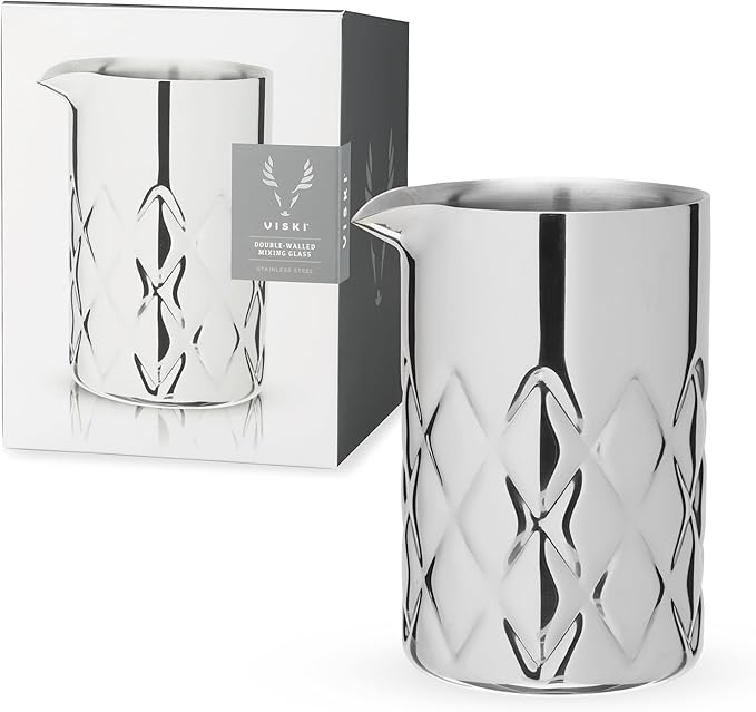Viski Double Walled Stainless Steel Cocktail Mixing Glass, by VISKI
