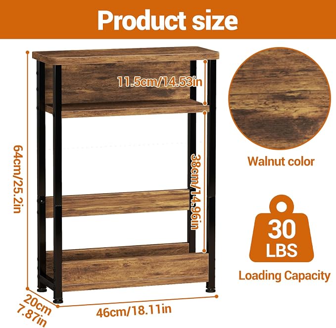 GarveeHome Narrow Side Table for Small Spaces, 3 Tier Small End Table - Image 3