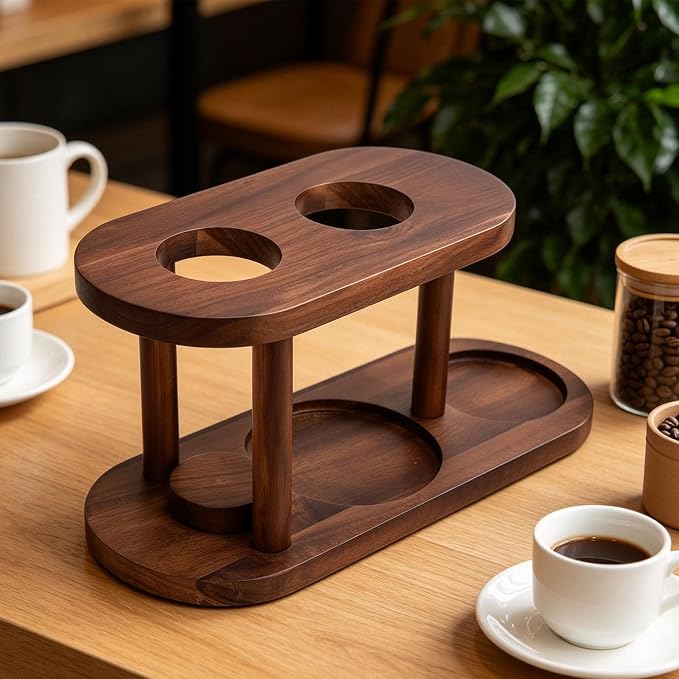 Pour Over Coffee Station, Solid Wood Coffee Dripper Stand, Elevated Brewing - Image 5